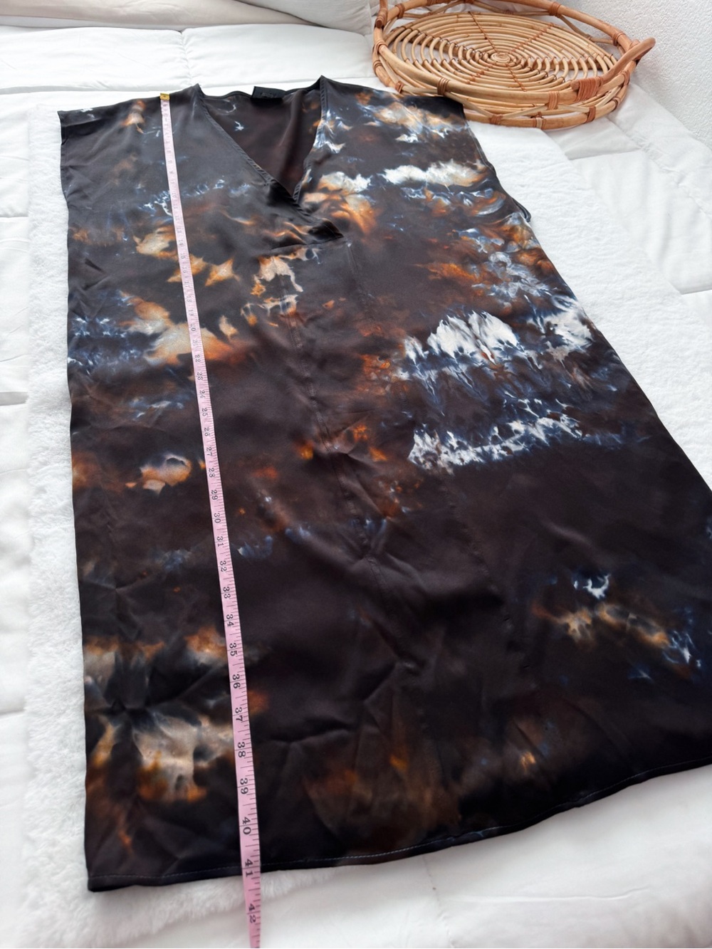 Riverside Tool & Dye Luca Silk Charmeuse Kaftan Midi Dress Black Tie Dye - Picture 16 of 16